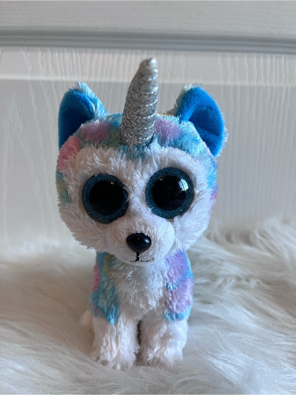 Ty Helena the Husky Unicorn Plush Multicolor Stuffed Toy - Blue/White 6 inches